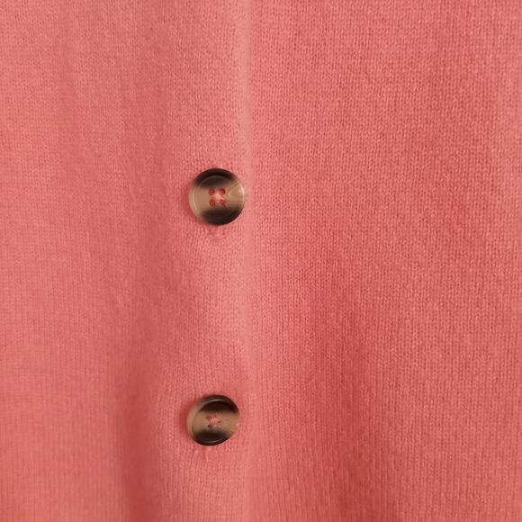 FREE PEOPLE 100% Cashmere Cardigan Button Sweater XS Mango Pink Collar Roll Edge - Picture 8 of 8